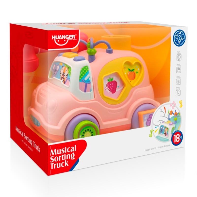 Huanger Cartoon Car with Lights and Music - Pink