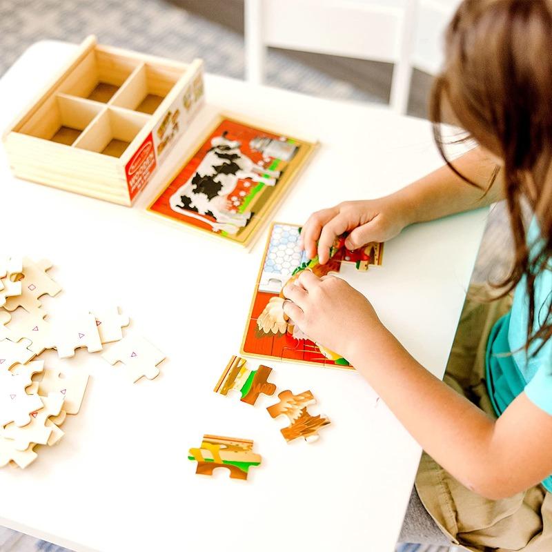 Melissa and Doug Farm 4-in-1 Wooden Jigsaw Puzzles
