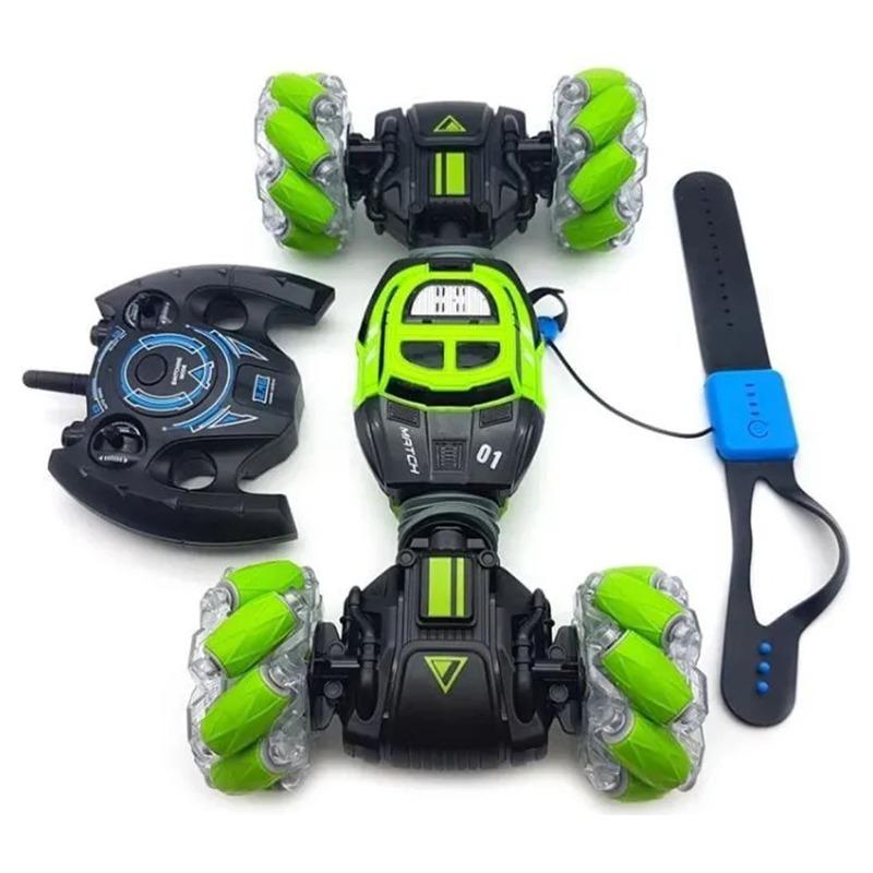 سيارة سكيدينج ستانت بجهاز تحكم عن بعد - لون أخضر