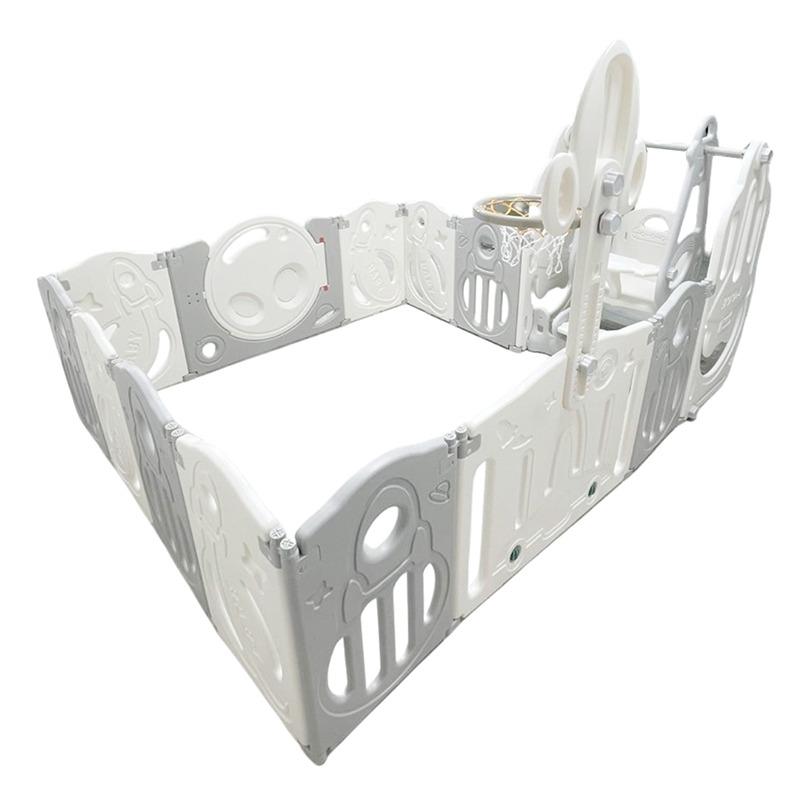 ليتل تودلرز - حاجز اللعب القابل للطي رمادي وأبيض