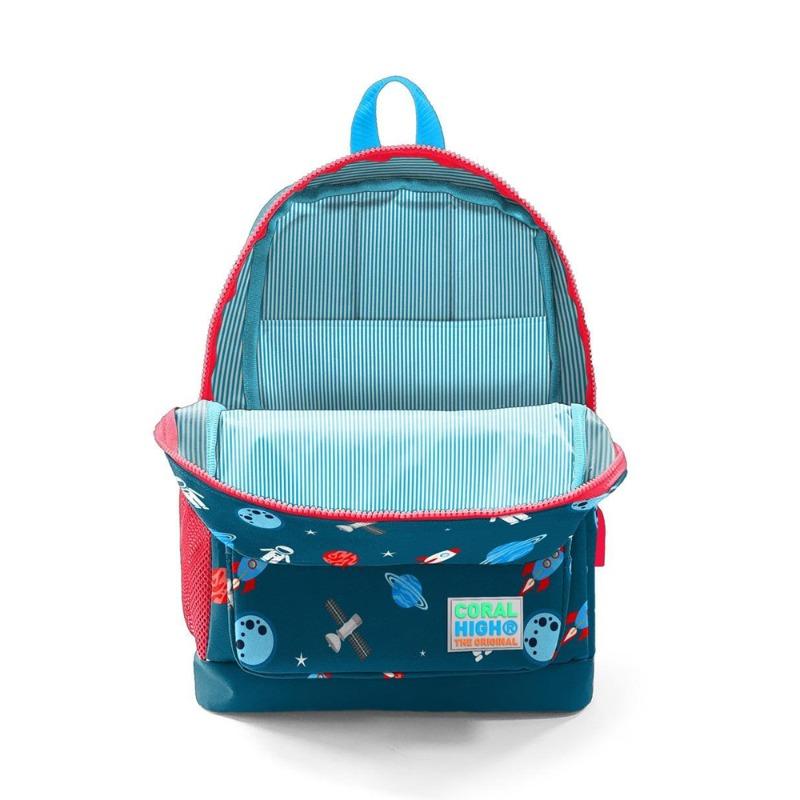 Coral High Kids Indigo Red Space Patterned USB School Backpack