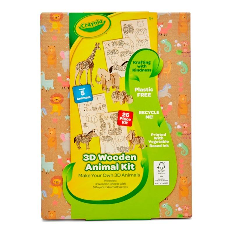 كرايولا - حقيبة نشاط مجموعة حيوانات الغابة الخشبية ثلاثية الأبعاد