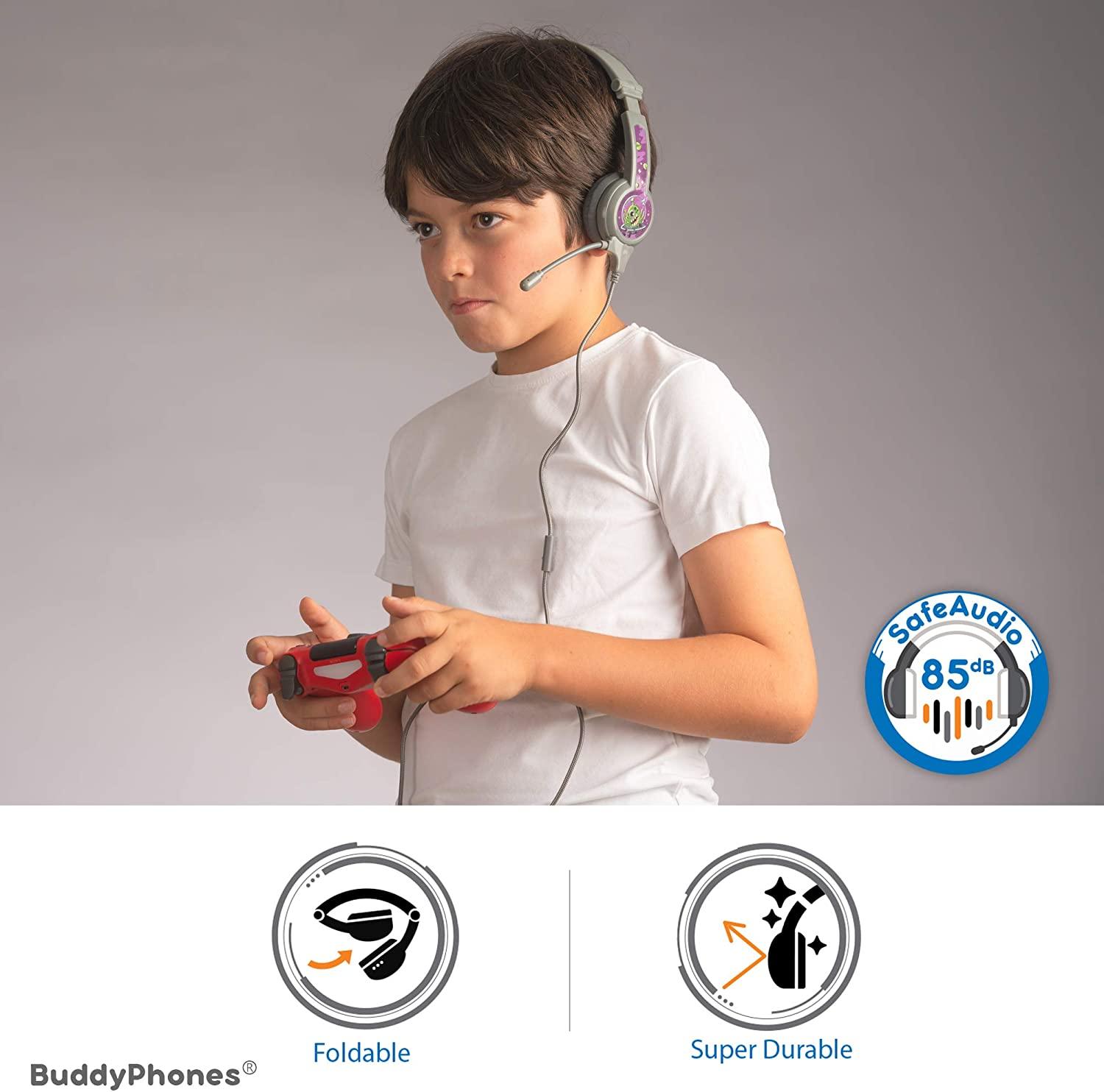 بودي فونز - سماعات إنفلايت سلكية للأطفال مع ميكرفون - رمادي