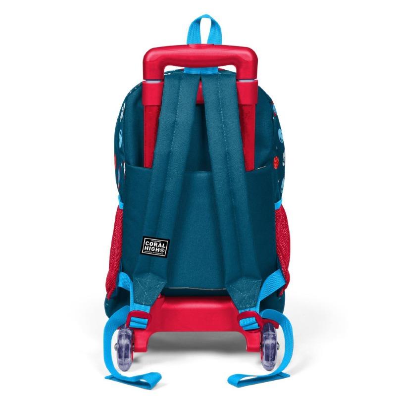 Coral High Kids Trolley School Backpack Indigo Red Space Patterned