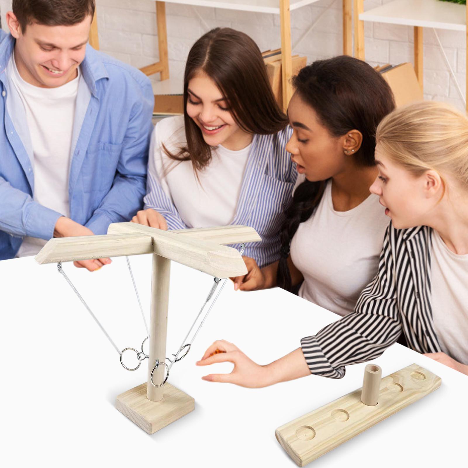 لعبة رمي الحلقة الخشبية - لون غامق