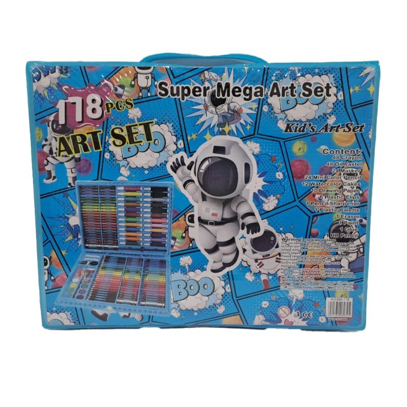 طقم فني شامل – 178 قطعة - ألوان شمع وأقلام تلوين للأطفال متنوع
