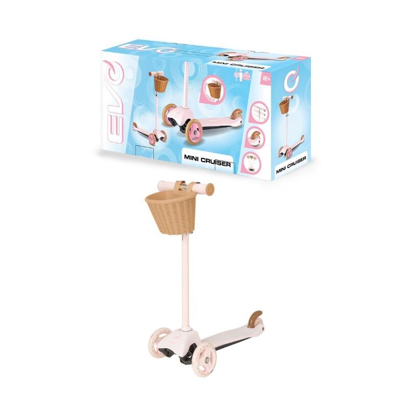 Evo Mini Cruiser Scooter with Basket Light Pink