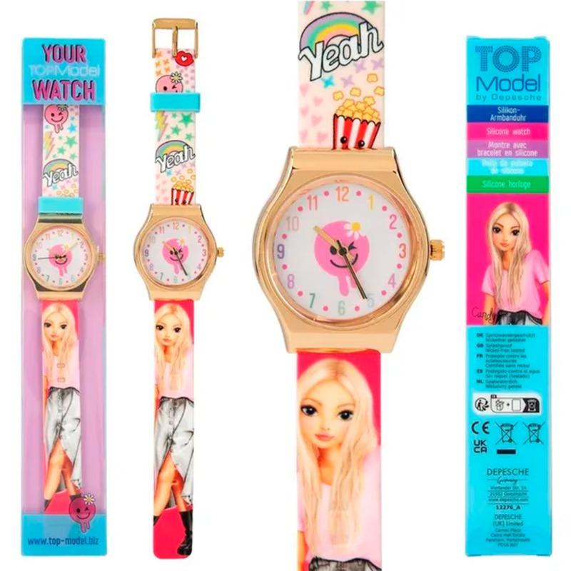 توب موديل - ساعة يد سيليكون مع حافظة معدنية ألوان متعددة