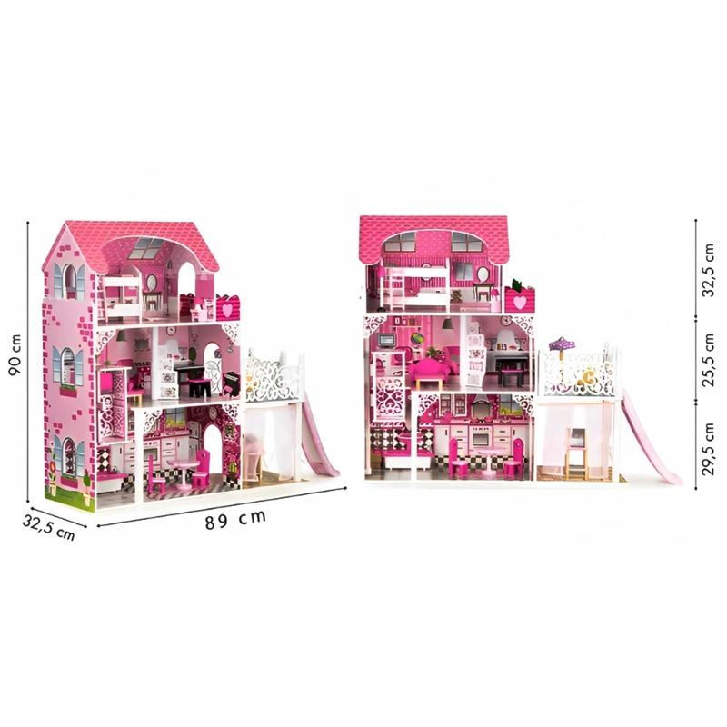 كيدلاند - مجموعة لعبة منزل الدمى الخشبي ديلوكس