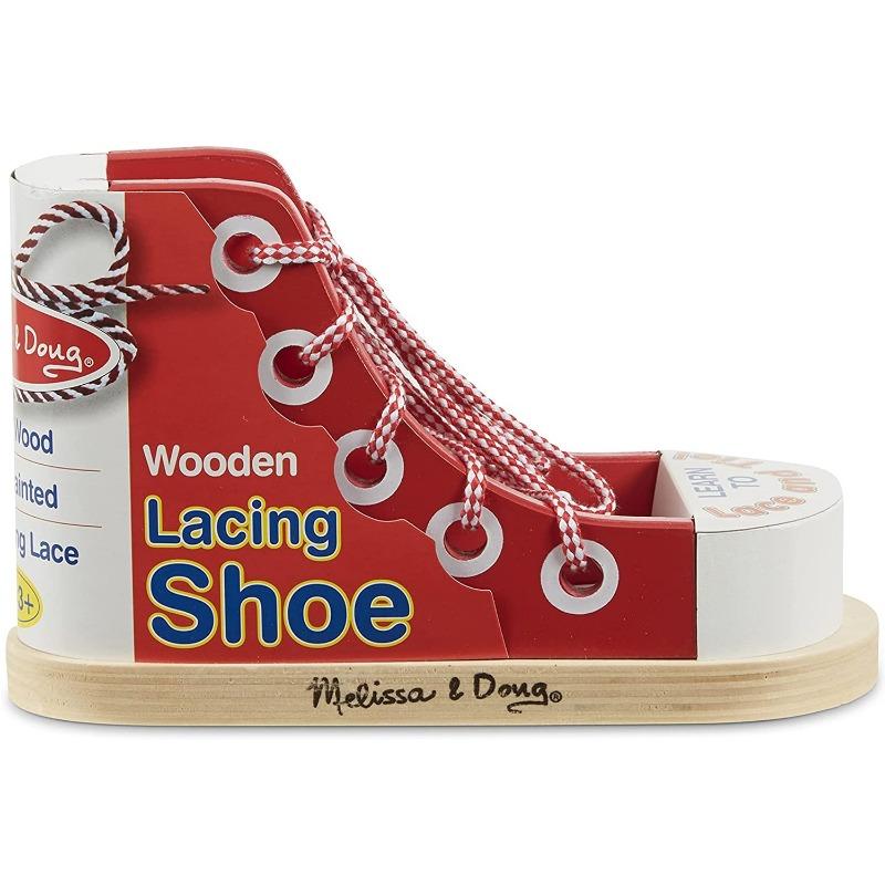 Melissa And Doug Deluxe Wood Lacing Sneaker - Learn to Tie a Shoe