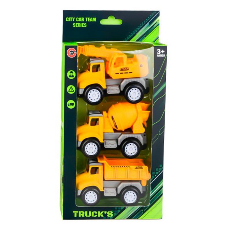 3 Set Of Mini Construction Trucks - Yellow