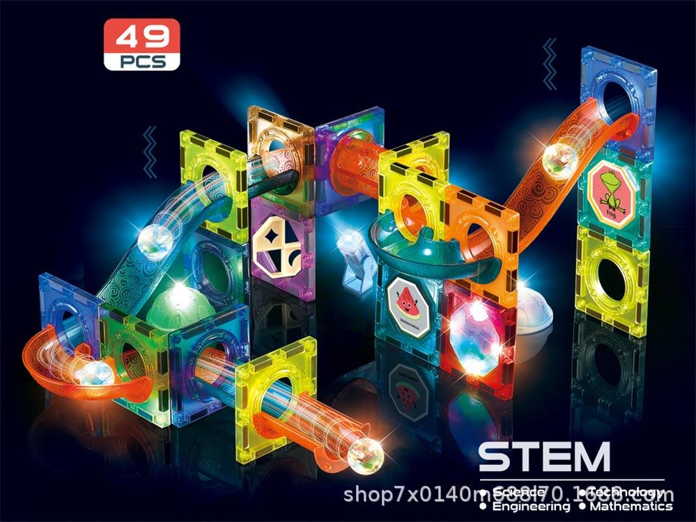كتل بناء مسار الكرة المغناطيسي المضيئ - 49 قطعة