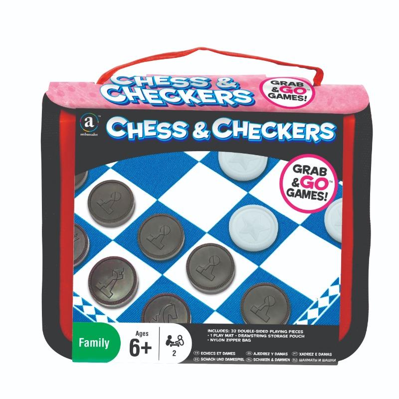 Ambassador Grab and Go Games Chess & Checkers 2 in 1