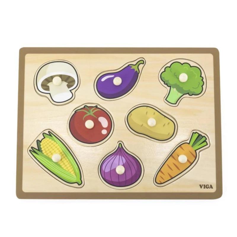 VIGA Wooden Knob Puzzle - Vegetables