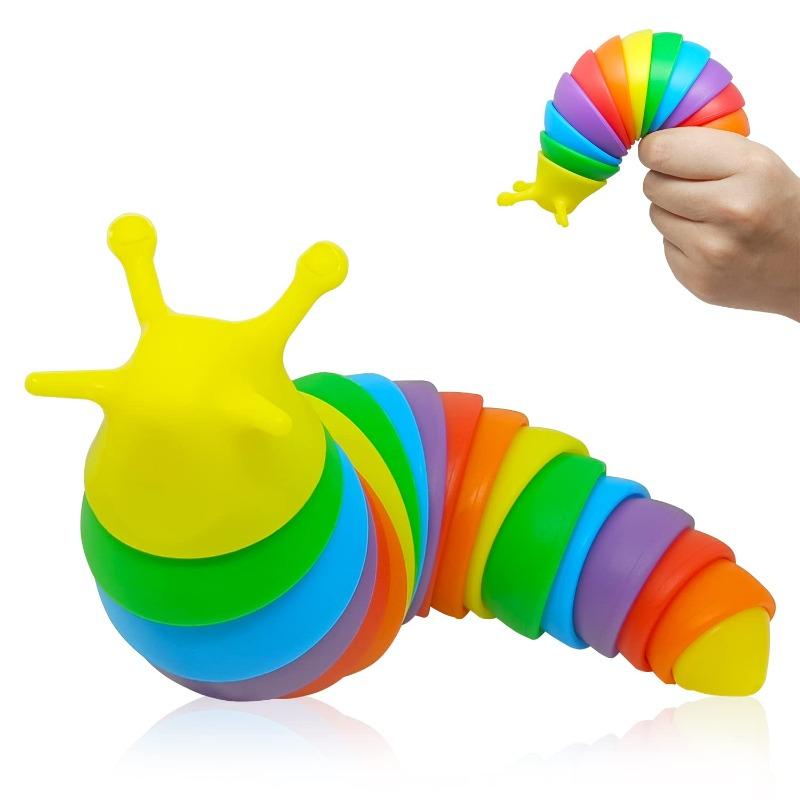 Rainbow Sluggie Duggie Click Clack Fidget Toy - Multicolor