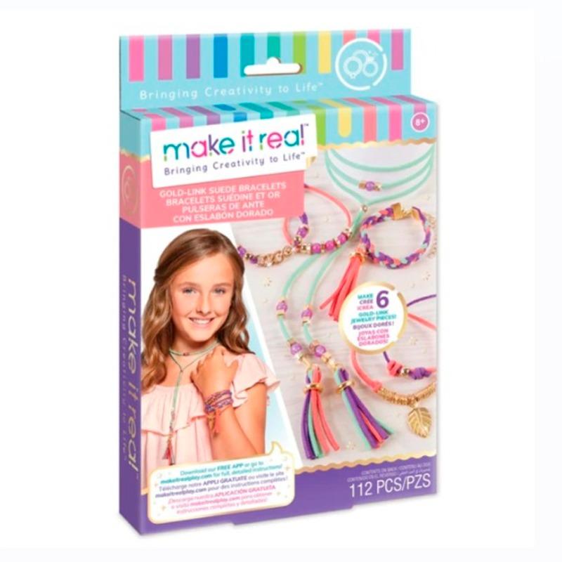 Make It Real Gold-Link Suede Bracelets