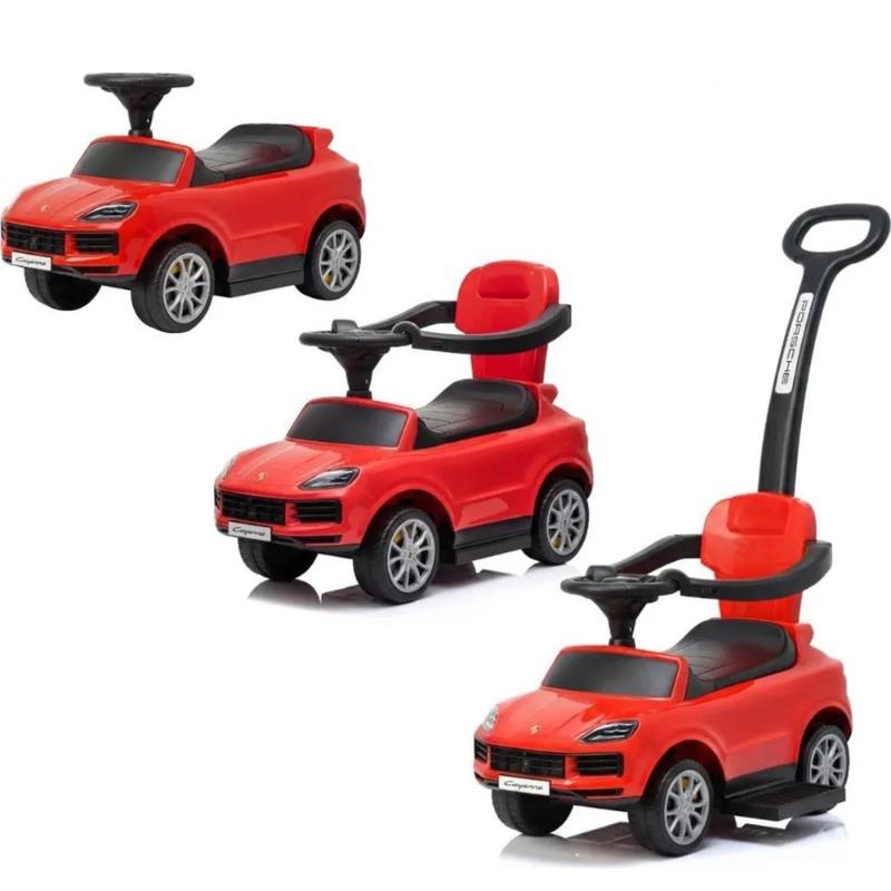 TOBBI Porsche Cayenne 3-in-1 Ride-On Car with Push Bar – Red