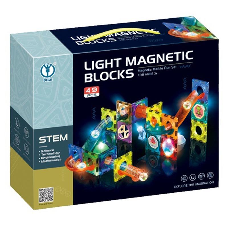 كتل بناء مسار الكرة المغناطيسي المضيئ - 49 قطعة