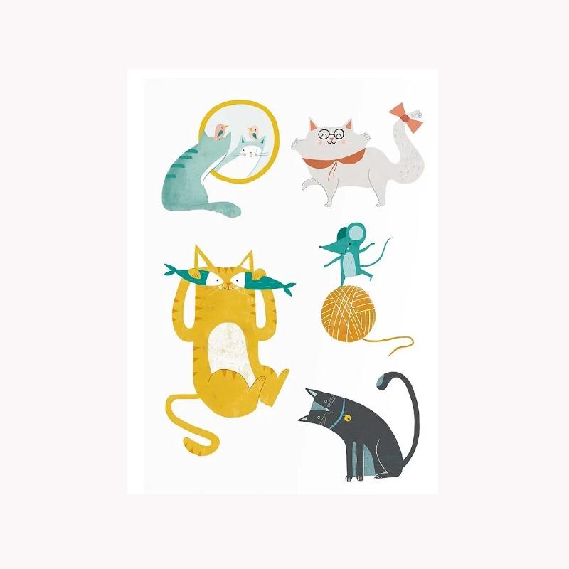 لوندجي - مجموعة تاتو بتصميم القطة 10 قطع