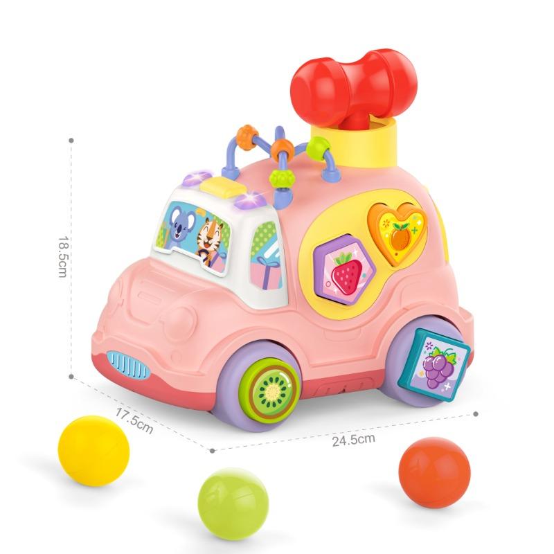Huanger Cartoon Car with Lights and Music - Pink