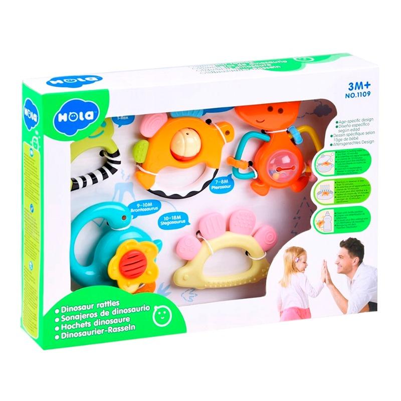 Hola Set of 5 Dinosaur Rattles and Teether