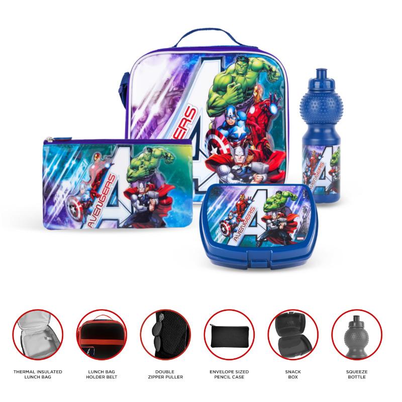 مارفل أفنجرز - مجموعة الحقيبة المدرسية بعجلات 5 في 1 - مايتي أفنجرز