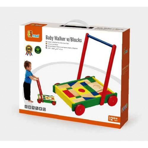 VIGA Wooden First Steps Baby Walker