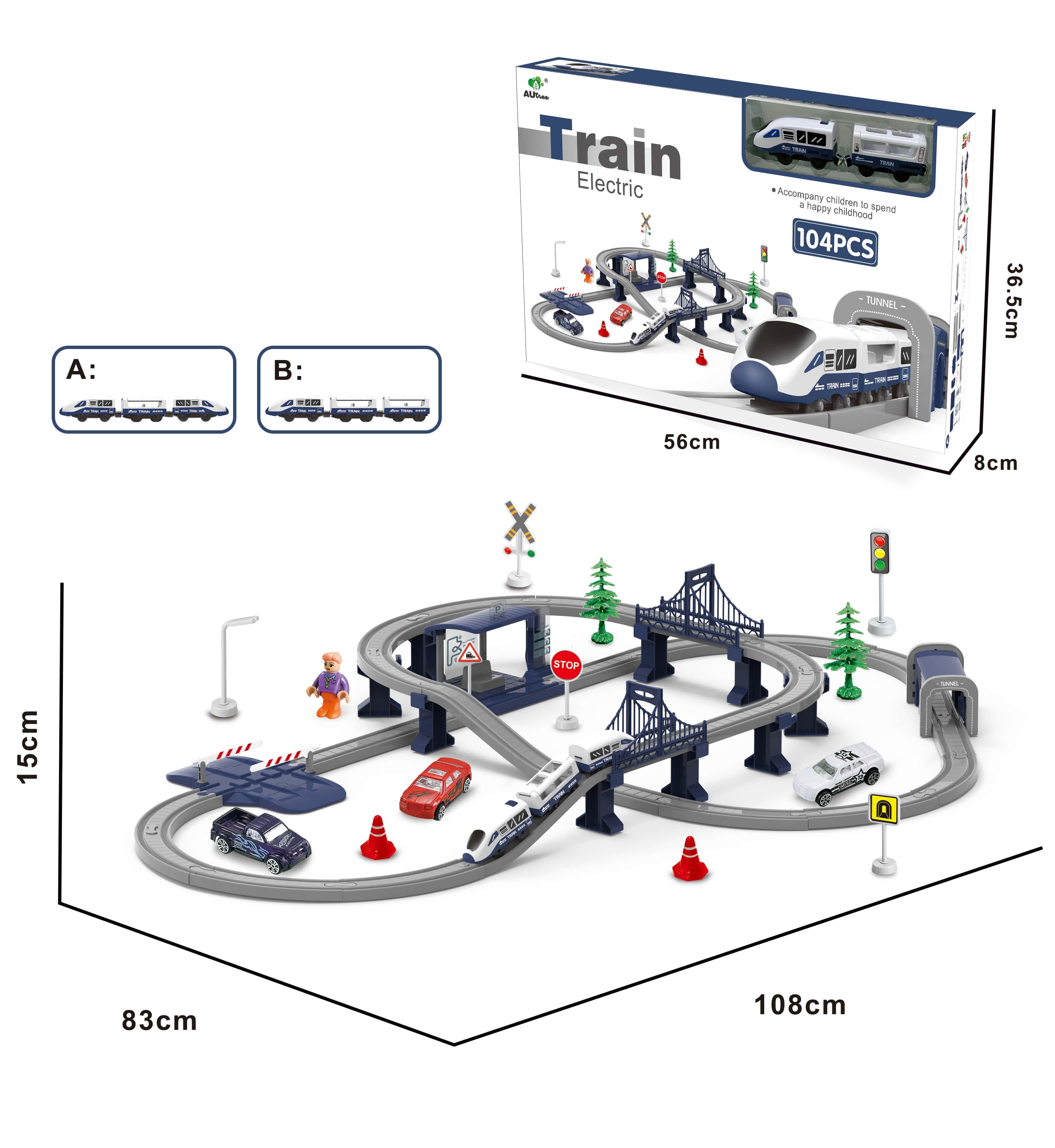 Railway Electric Train 104 Pcs - Blue