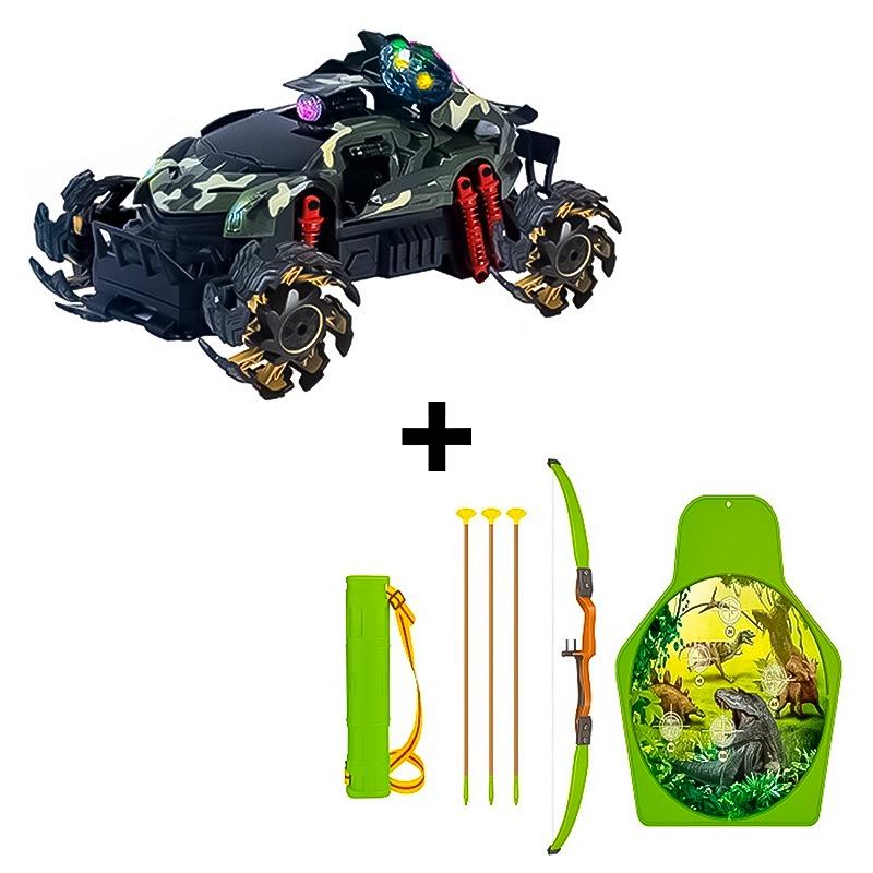 RC Stunt Car Spray Drift + Bow And Arrow Shooting Set With Target Board Bundle