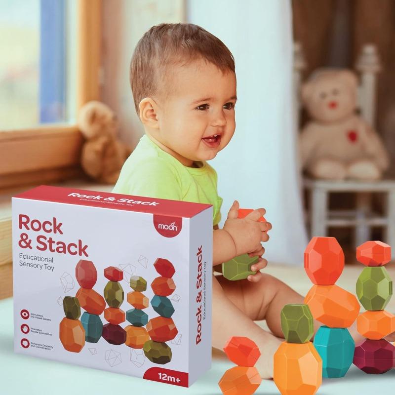 Moon Rock 'N Stack Balancing Educational Sensory Toy Blocks