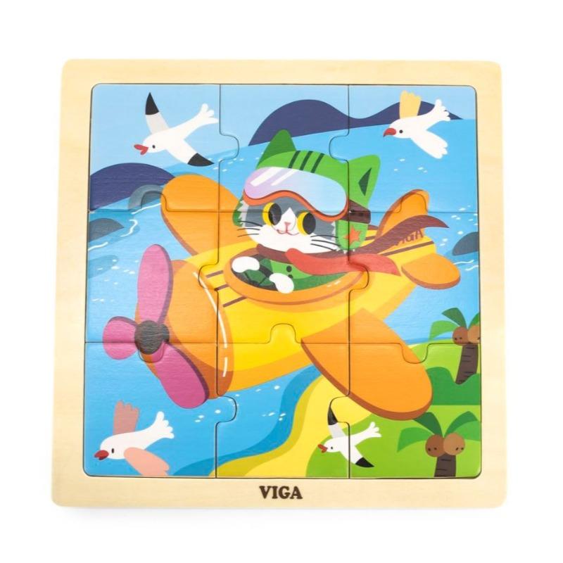 VIGA Wooden Plane Puzzle - 9 Pcs