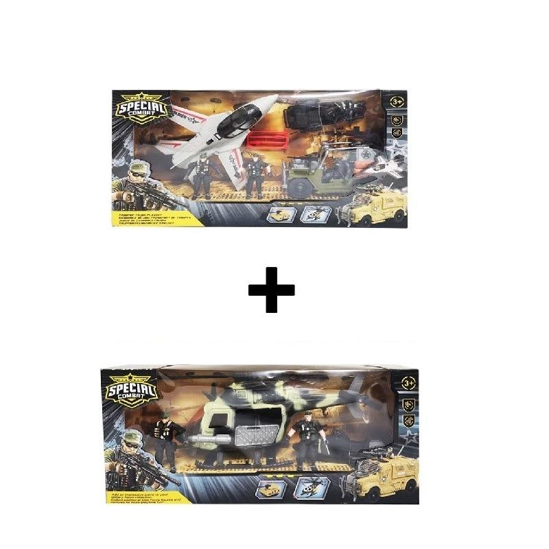 Buy 1 Get 1 Free Special Compat Helicopter Play Set + Military Air Plane Play Set