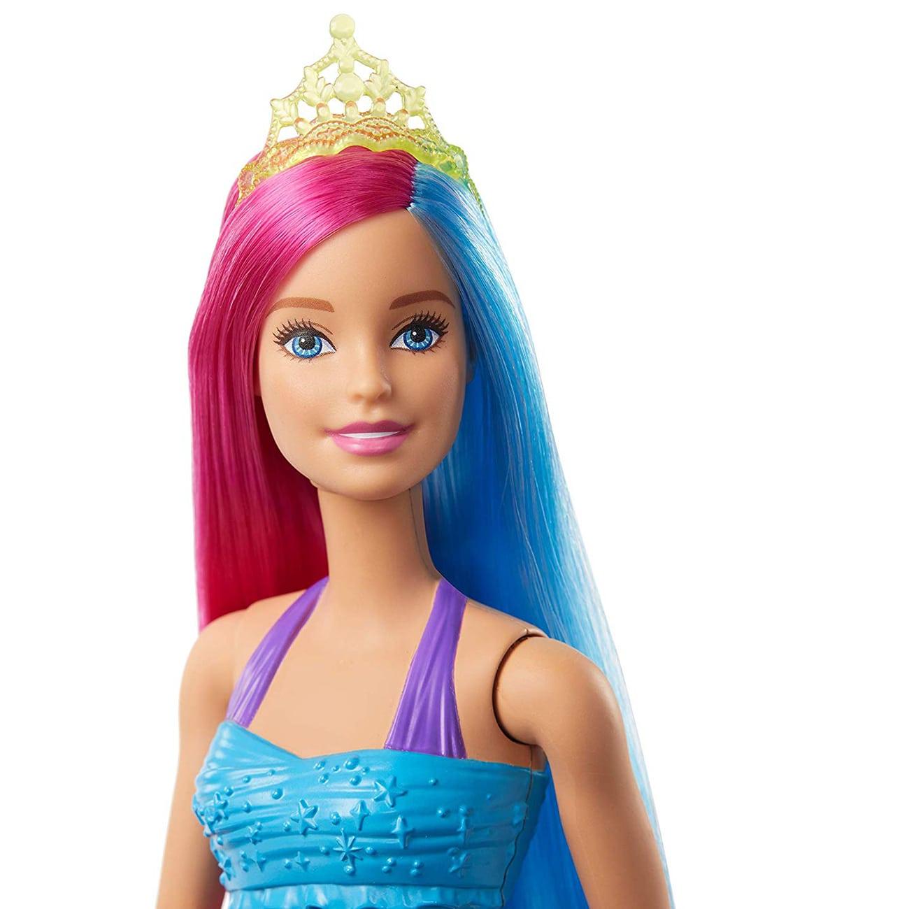 دمية حورية البحر باربي وشعرها الأزرق والوردي