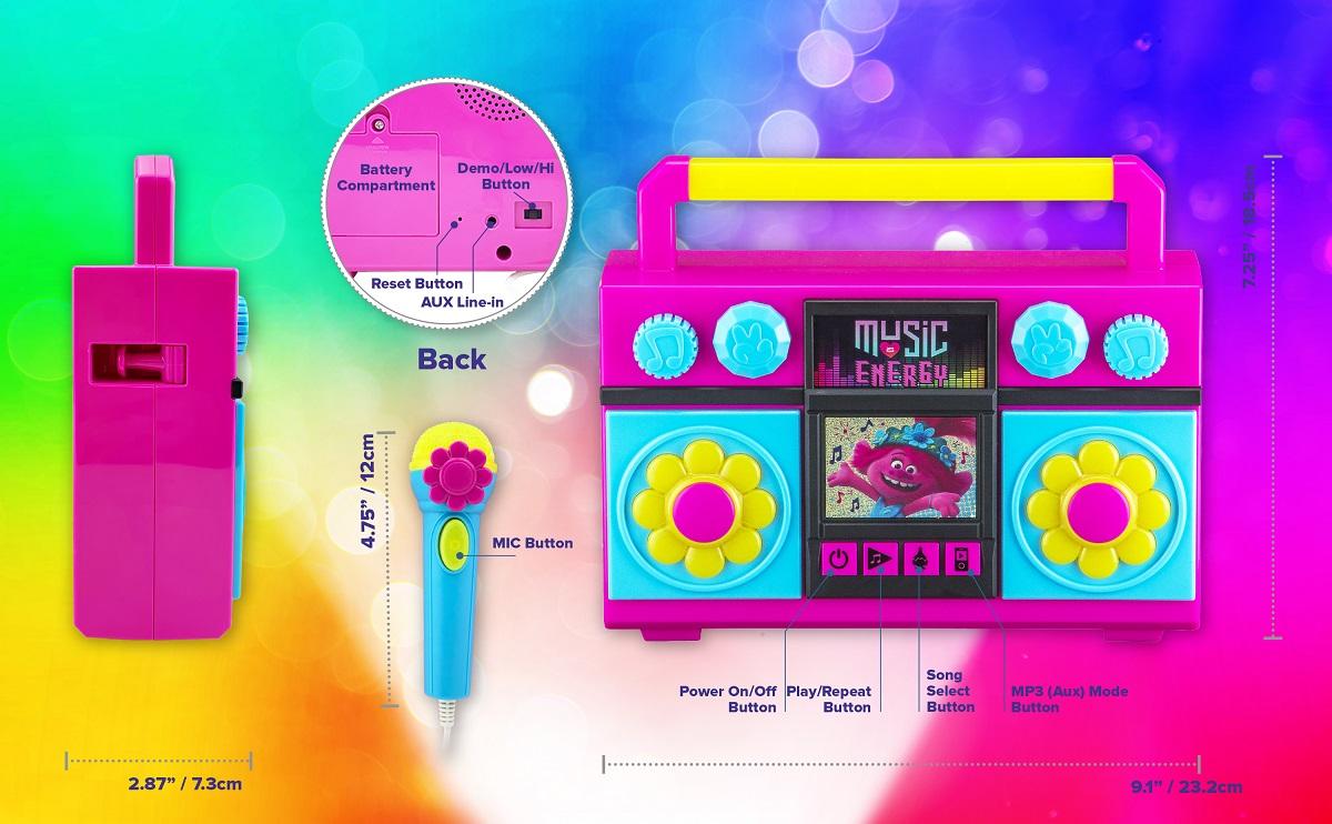 Kiddesigns Trolls World Tour Sing Along Karaoke Boombox