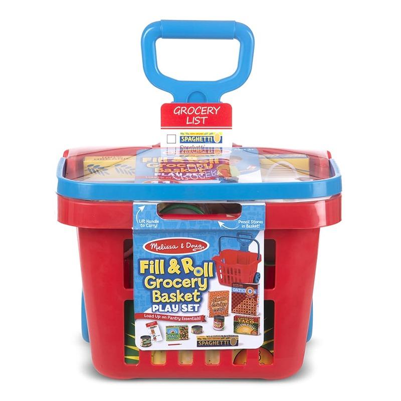 Melissa And Doug Roll Grocery Basket Playset