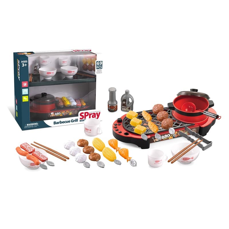 Barbecue Grill Set With Music And Light 43 Pcs - Red