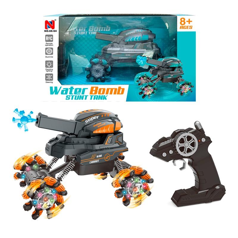 2.4g RC Water Bomb Stunt Tank Car With Light - Multicolor