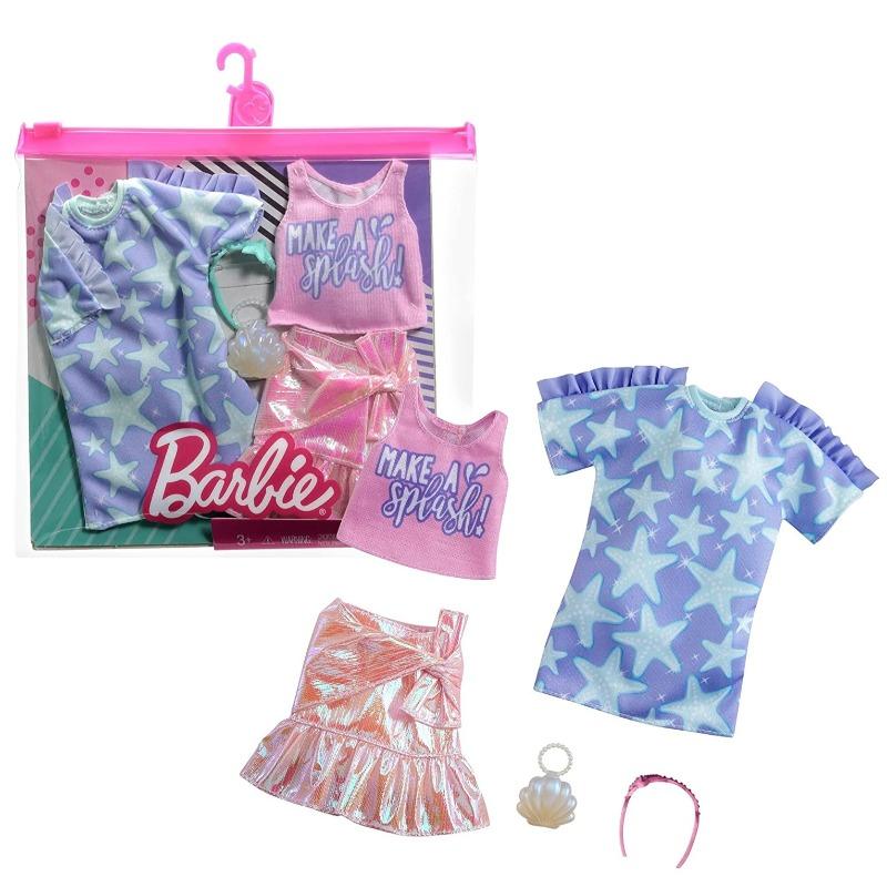 باربي - مجموعة أزياء دمى باربي قطعتين - متعددة الأشكال