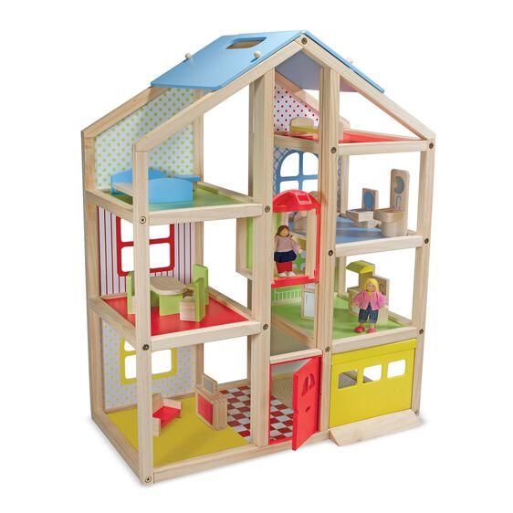 Melissa and Doug Hi-Rise Wooden Dollhouse and Furniture Set