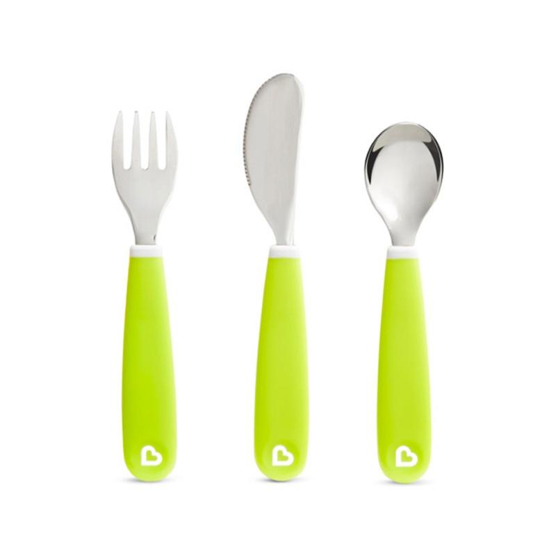 Munchkin Splash Toddler Fork Knife And Spoon Set Green – 3 Pcs