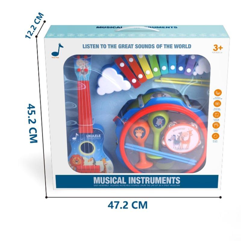 مجموعة لعب الادوات الموسيقية 11 قطعة لون أزرق