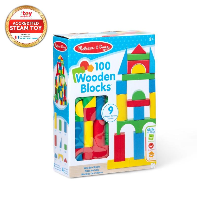 Melissa and Doug Wooden Building Blocks Set 100 Blocks