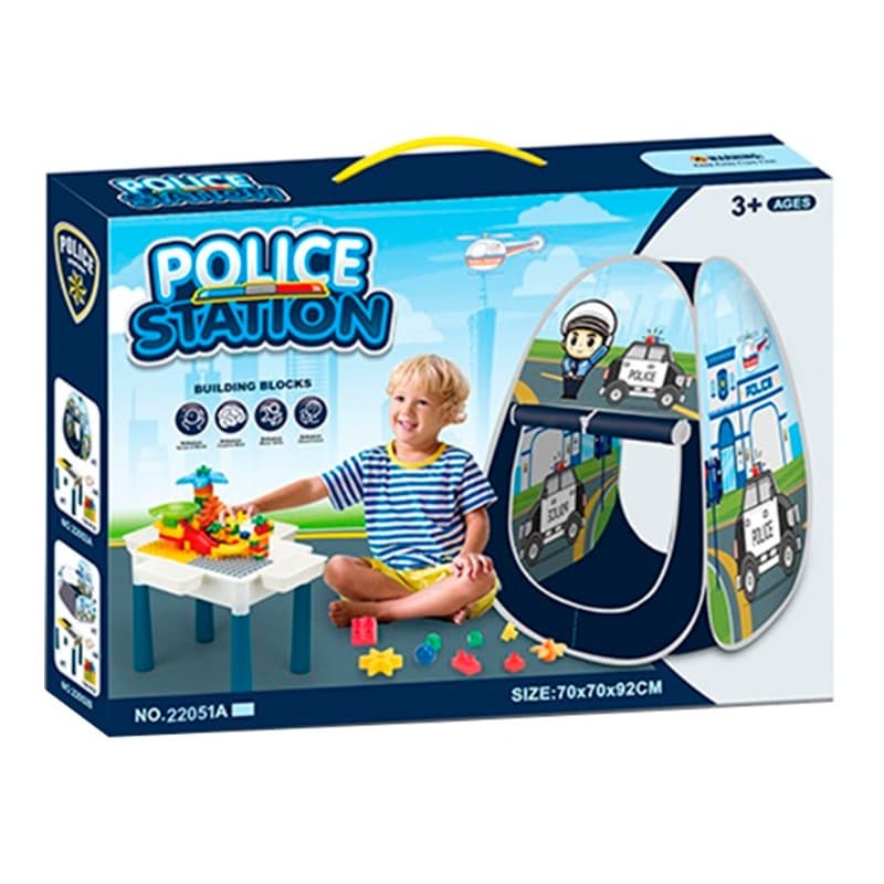 Tent with Building Blocks - Police Station 92cm