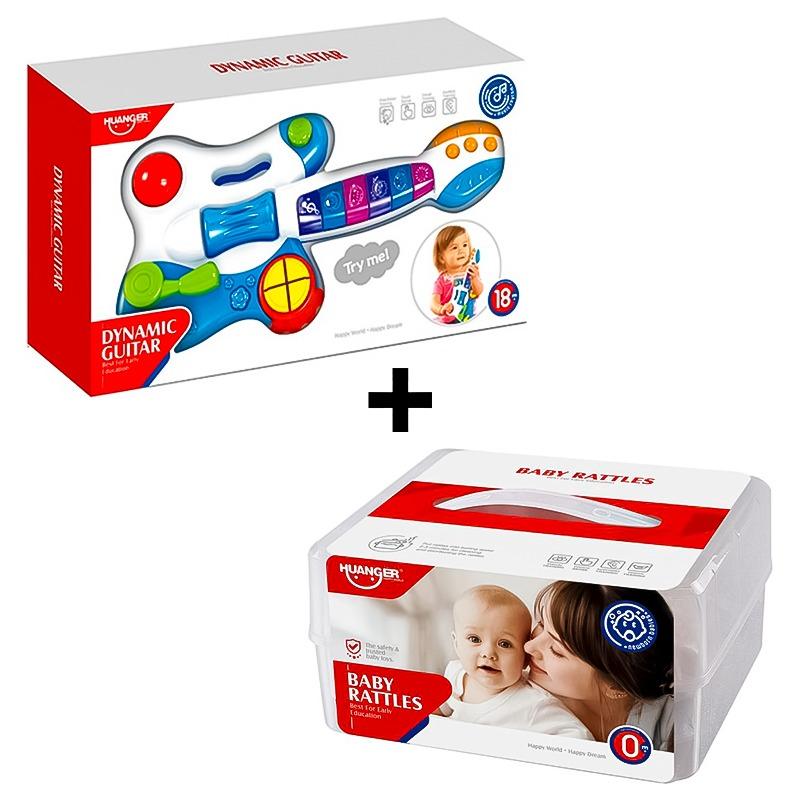 Huanger Baby Toys Dynamic Guitar + Huanger Baby Rattles Bundle
