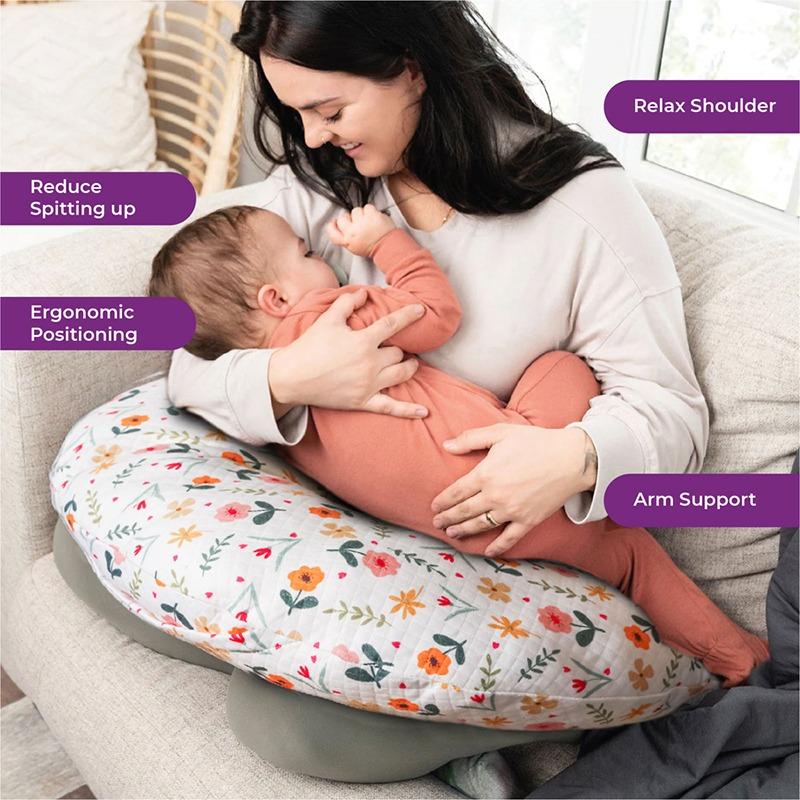 مون - وسادة الرضاعة الطبيعية المحمولة مع غطاء بسحاب - رينبو