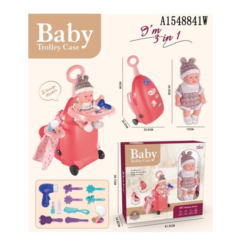 Baby Doll With Trolley Case Set - Multicolor
