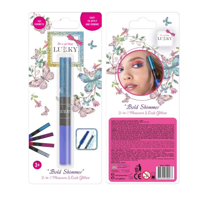 Lukky 2 In 1 Mascara And Lash Glitter Bold Shimmer Blue Color 10 Ml