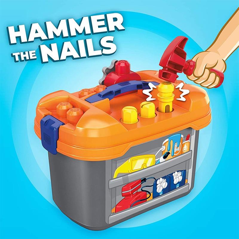 ميجا بلوكس - مجموعة بناء لطاولة عمل مع مطرقة