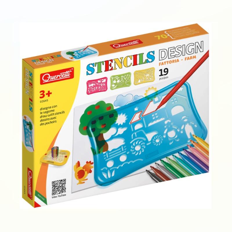 Quercetti Farmhouse Design Stencil Set - 19 Piece