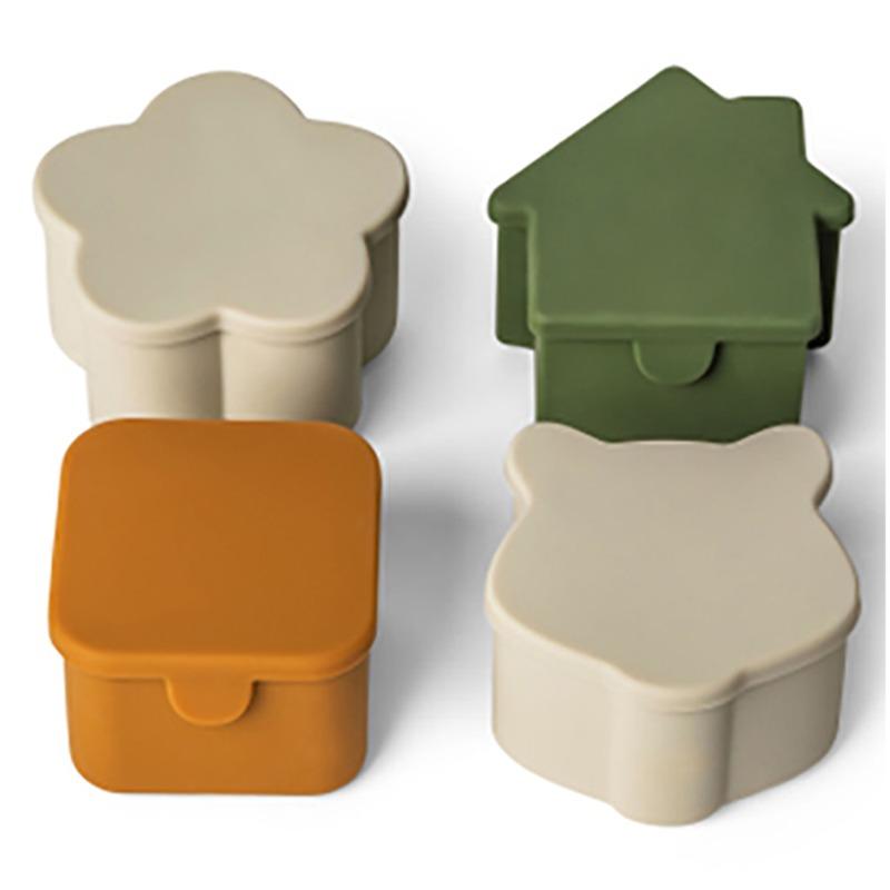 Silicone Lunchbox Organizers Set of 4 - Caramel/Green/Grey